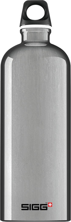 SIGG Traveller Trinkflasche 1 l – Aluminium, Schraubverschluss, Silber