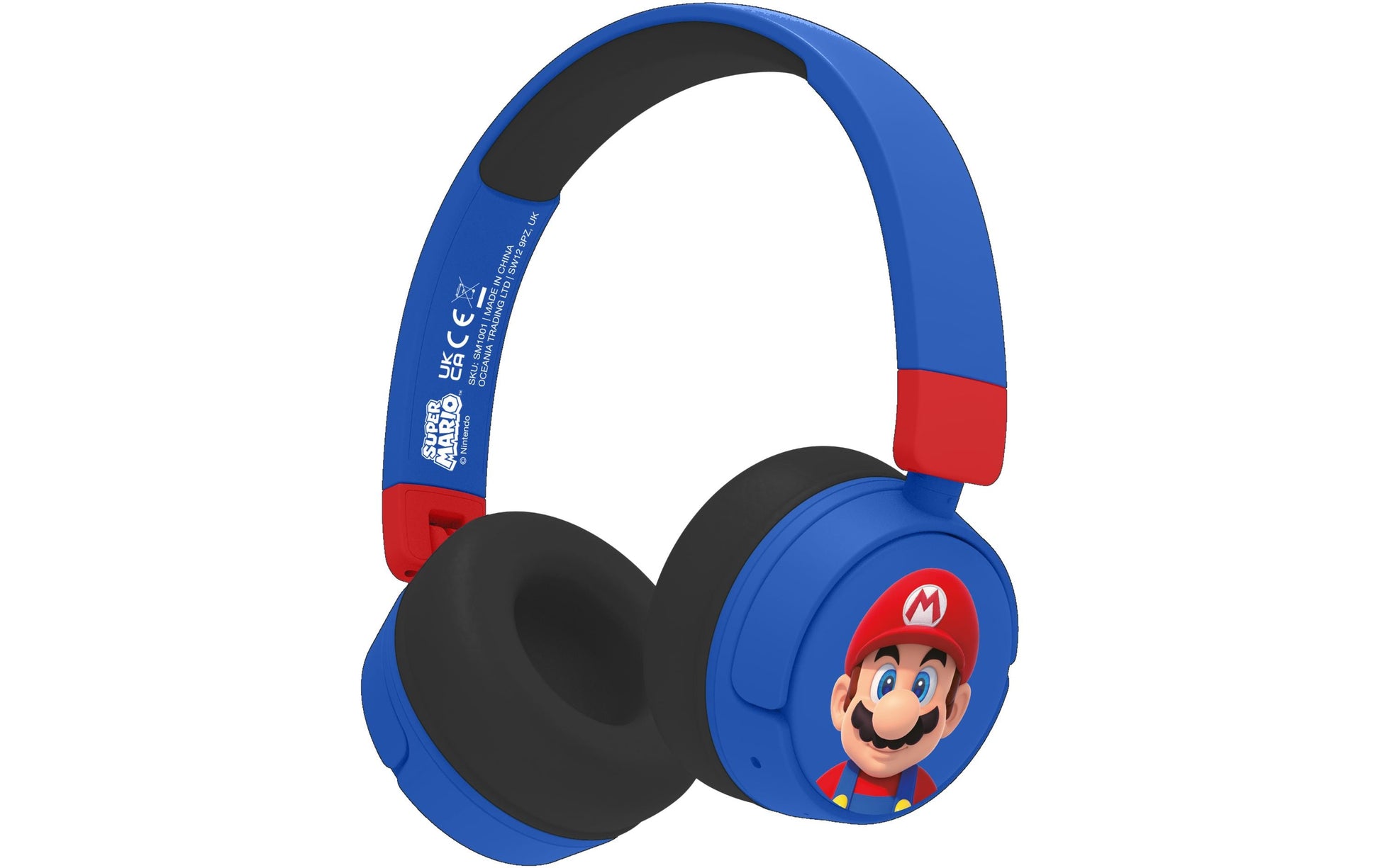 OTL Technologies OTL Super Mario V2 – Gaming-Headset (On-Ear) – Bluetooth 5.1 – für Kinder, Blau/Rot – bis 24 h