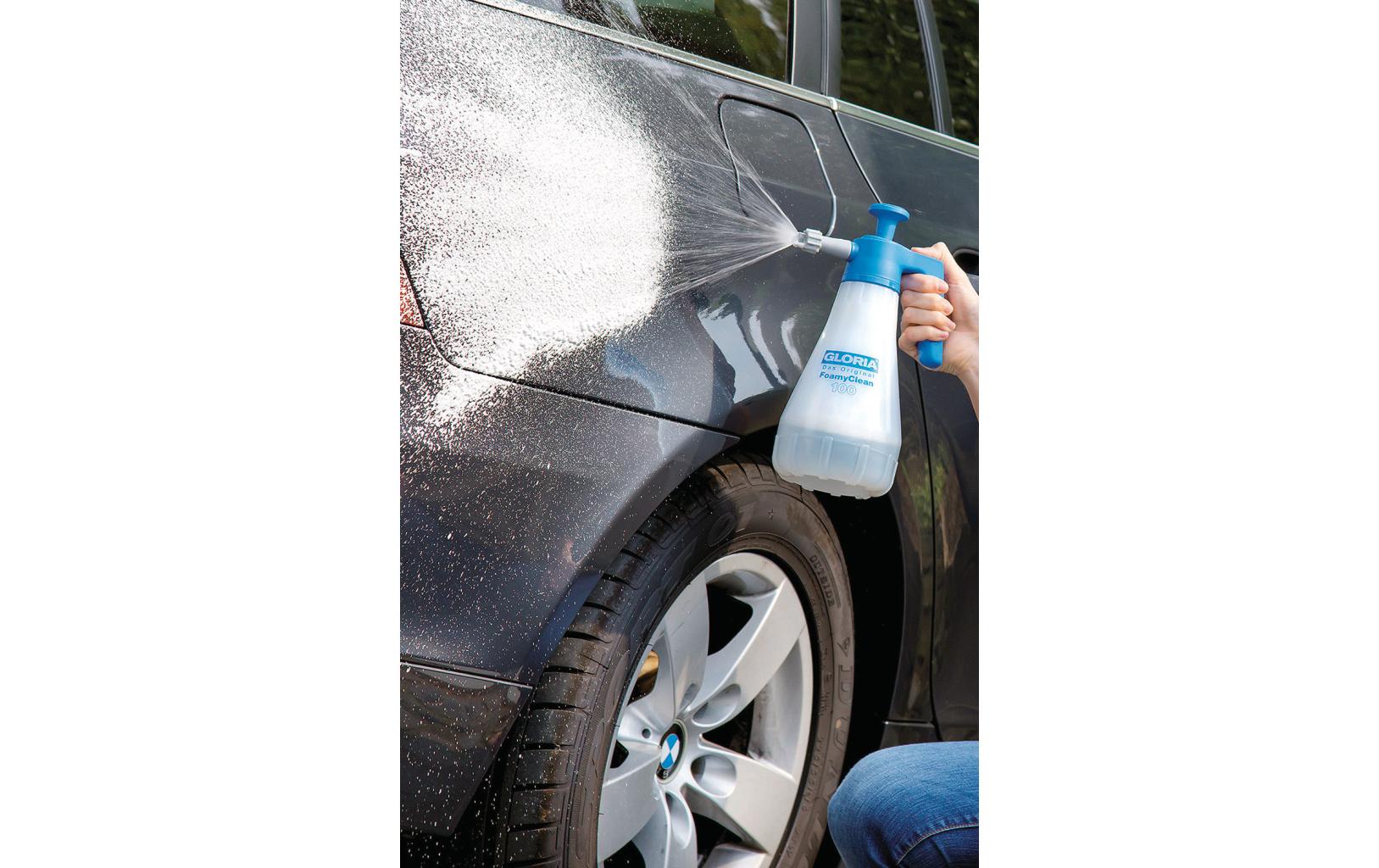 GLORIA FOAMY CLEAN – Schaumsprüher, 1 l, 3 bar, verstellbare Düse, Kunststoff, Blau/Weiss