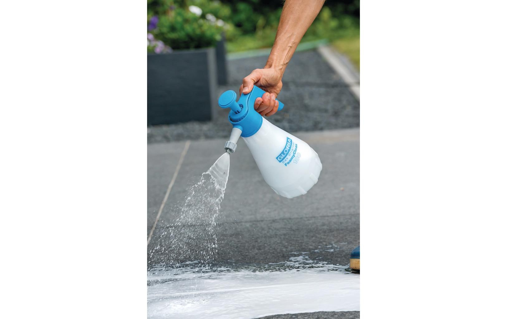 GLORIA FOAMY CLEAN – Schaumsprüher, 1 l, 3 bar, verstellbare Düse, Kunststoff, Blau/Weiss