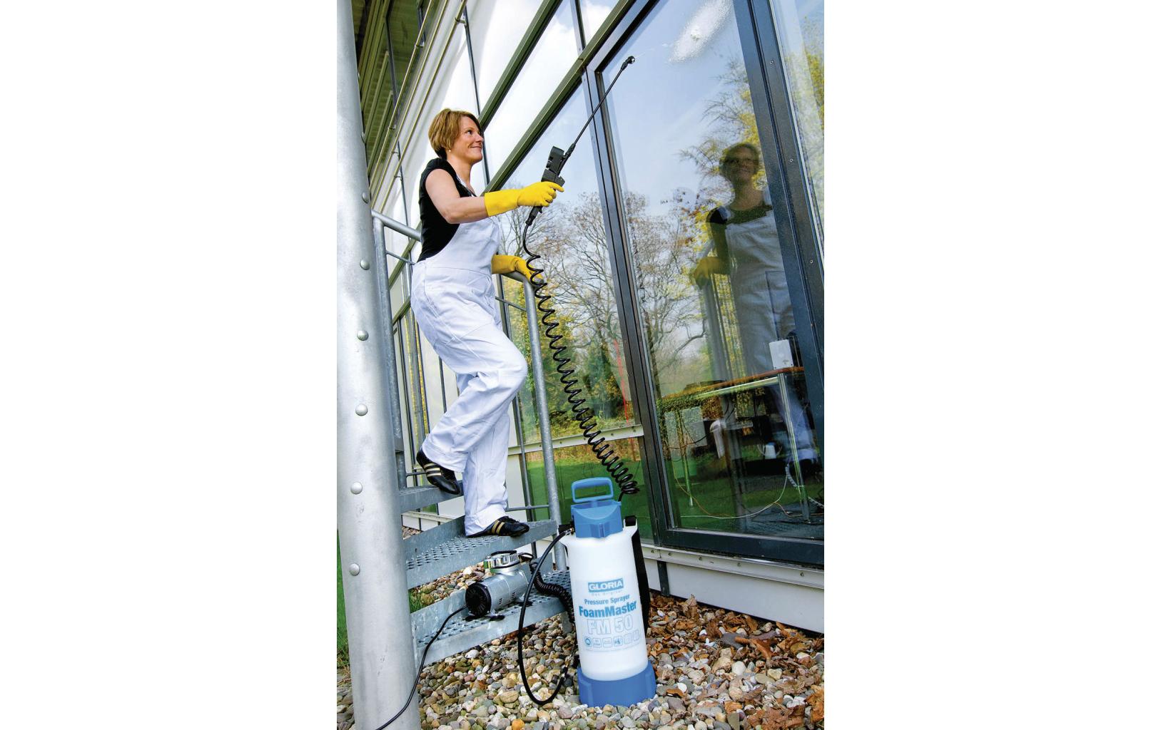 GLORIA FoamMaster FM50 – Schaumsprüher, 5 l, 3 bar, verstellbare Düse, Kunststoff, Blau/Weiss