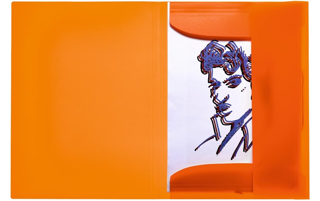 HERMA Gummibandmappe A3 – 3 Klappen, Gummiband, Polypropylen (PP), Orange, Füllhöhe 40 mm