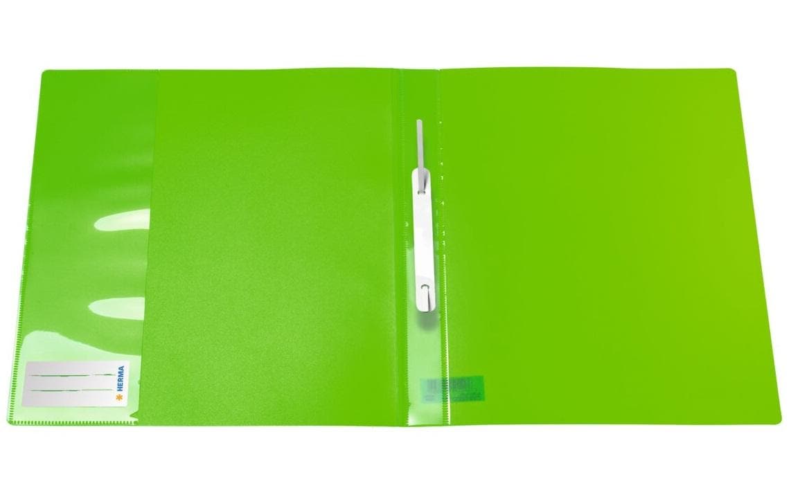 HERMA Schnellhefter Neon – A4, PP, Neongrün, Sichttasche