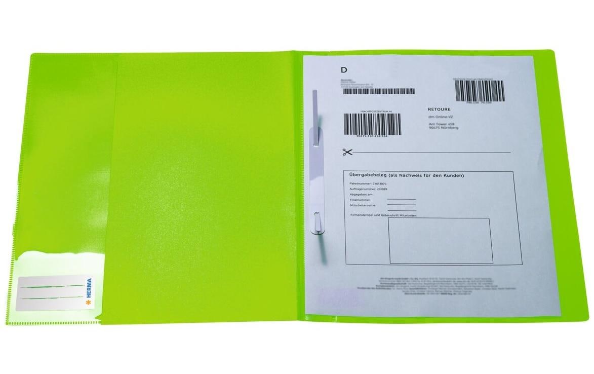 HERMA Schnellhefter Neon – A4, PP, Neongrün, Sichttasche