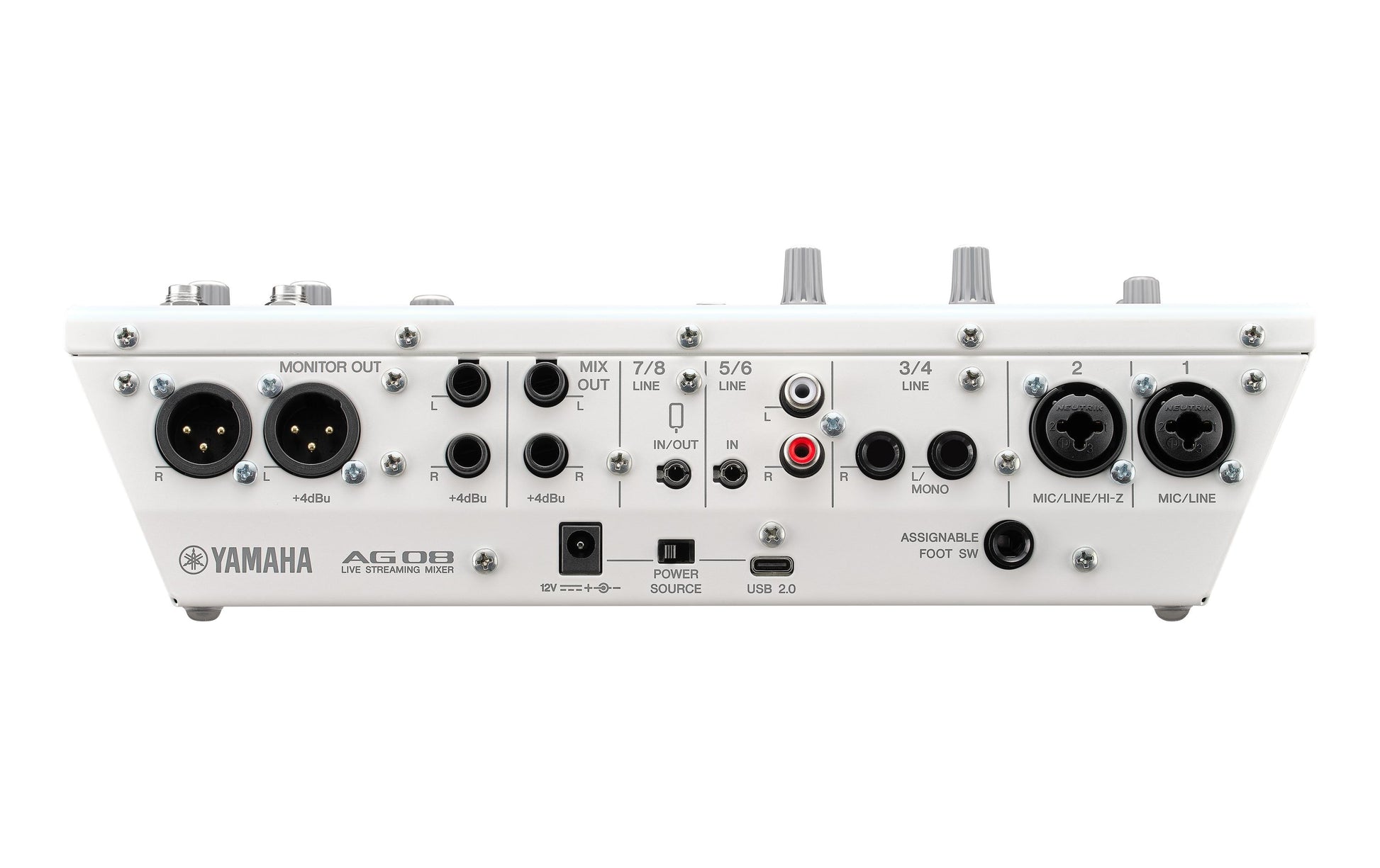 Yamaha AG08 – 8-Kanal Mixer, USB-Audio-Interface, 3 Stereoeingänge, Weiss