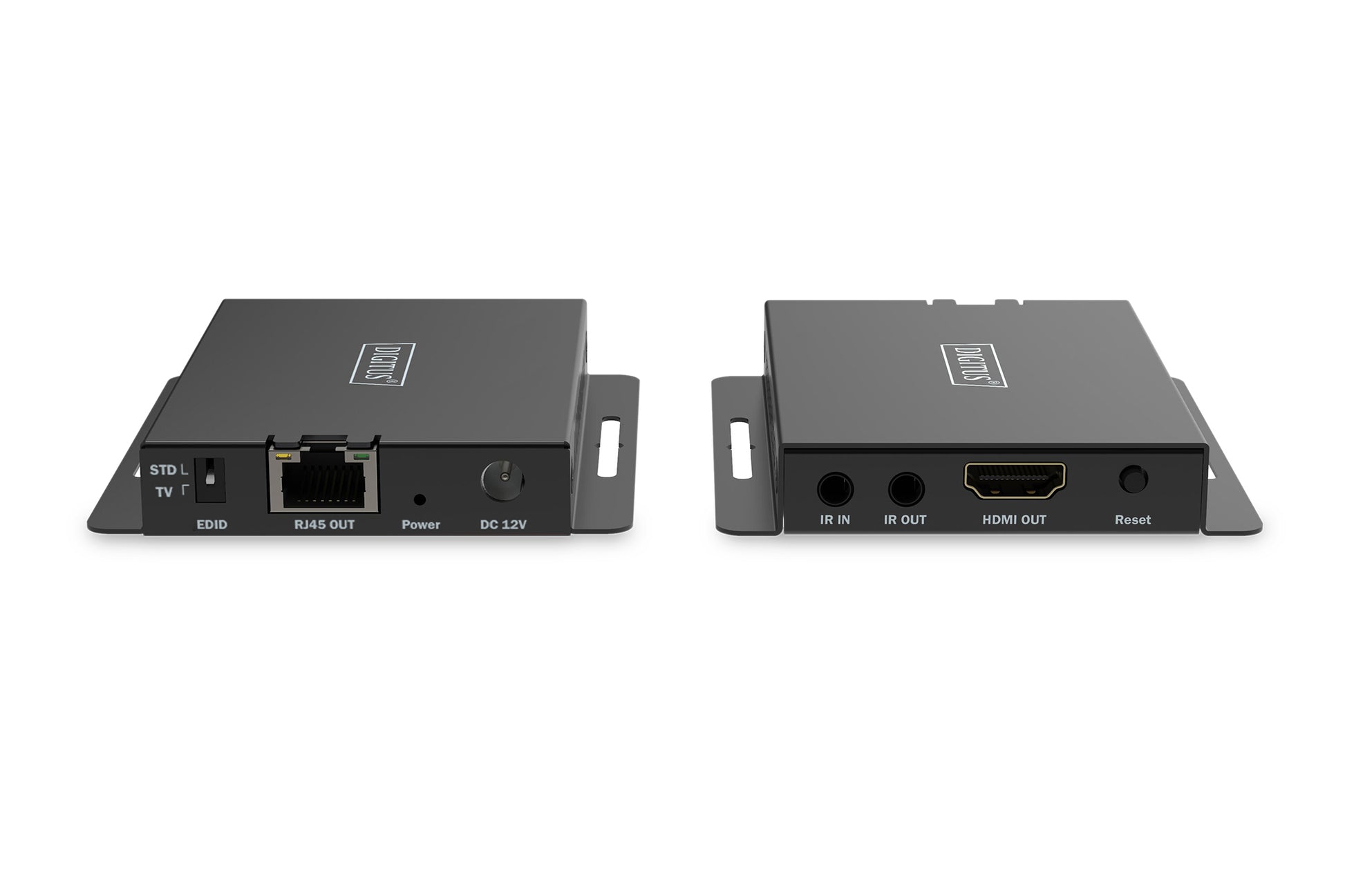 Digitus HDMI-Extender-Set – 4K UHD, 120 Hz, 40 m, HDMI 2.1, RJ-45 – Schwarz, Metall