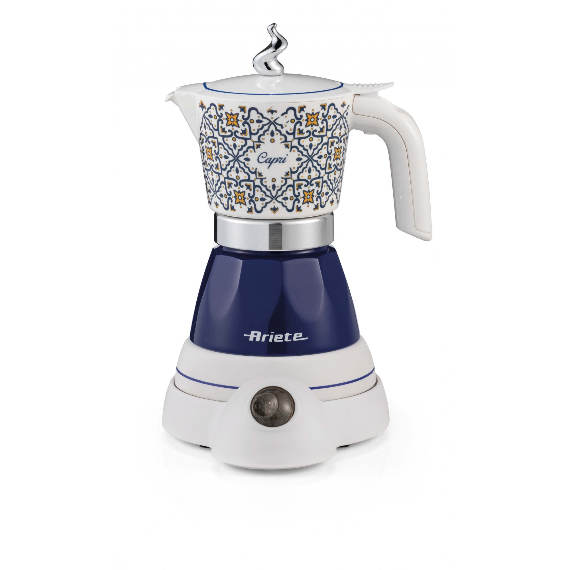 Ariete Capri Espressomaschine (Siebträger) – 5 bar, 4 Tassen, weiss/dunkelblau, 13,5 × 25 × 21 cm