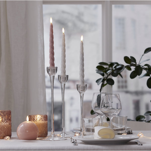 Star Trading LED Dinner Kerze – 2-teilig – Ø 2,1 × 24,5 cm – rosa, Timerfunktion