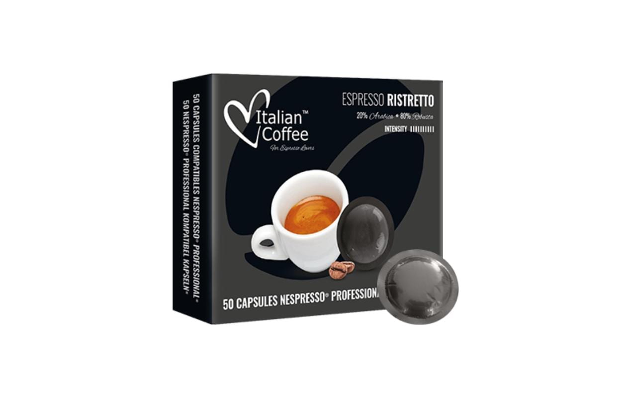 Italian Coffee Office Ristretto – Kaffeepads für Nespresso – Intensität 10, 50 Pads