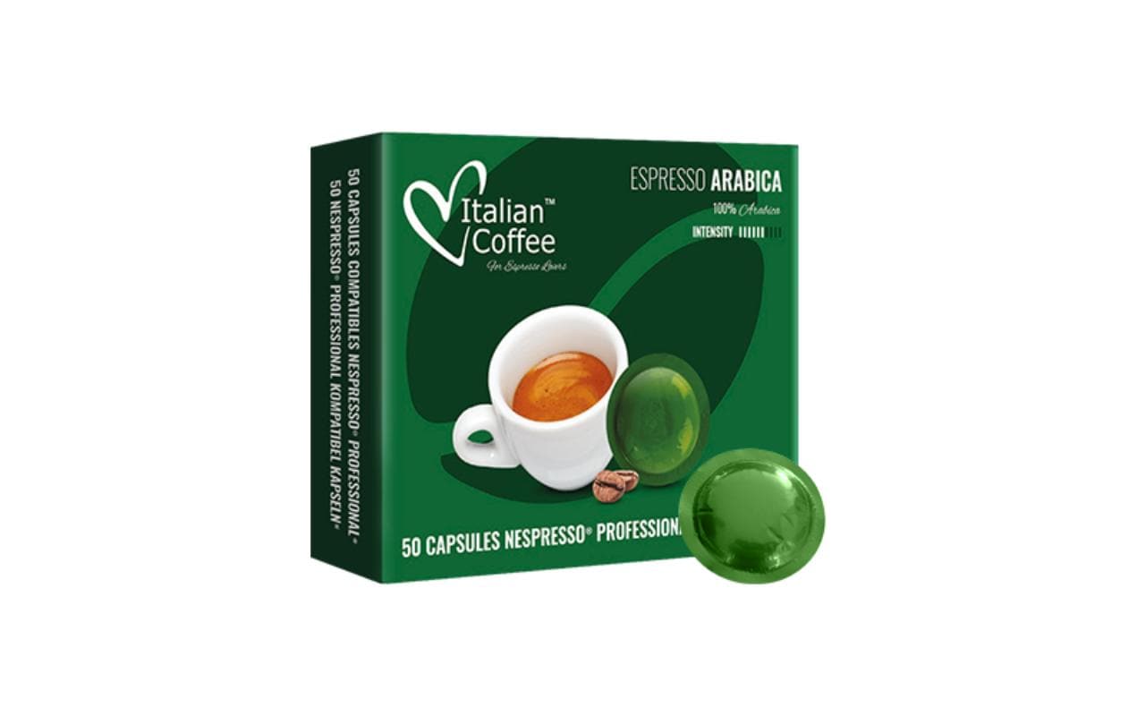 Italian Coffee Office Pads Arabica – Kaffeepads für Nespresso – Espresso, Intensität 6, 50 Pads