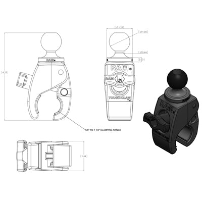 RAM Mounts RAP-B-400U – Klemme für 1" Kugel, Schwarz