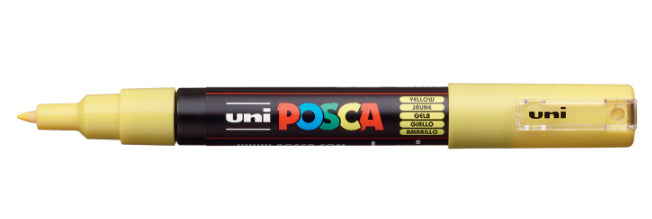 Uni-Ball POSCA PC-1M Kreativ-/Pigmentmarker – Rundspitze 0,7–1 mm, Gelb, feucht abwischbar – für viele Oberflächen