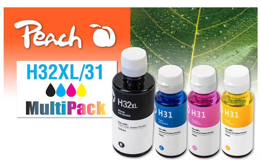 Peach Tintenpatronen-Multipack, Schwarz/Cyan/Magenta/Gelb (Kompatibel) – für HP Smart Tank 5100/7000/7600