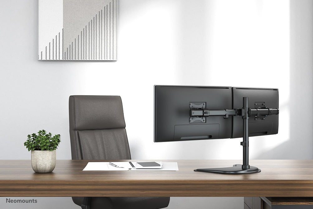 Neomounts Tischhalterung, Dual, bis 27", VESA 75 × 75/100 × 100 mm, 8 kg, höhenverstellbar, schwarz