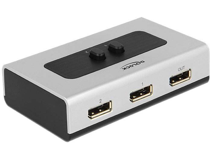 DeLOCK 87668 DisplayPort-Switchbox 2× DisplayPort zu 1× DisplayPort – 2560 × 1440, Tasten