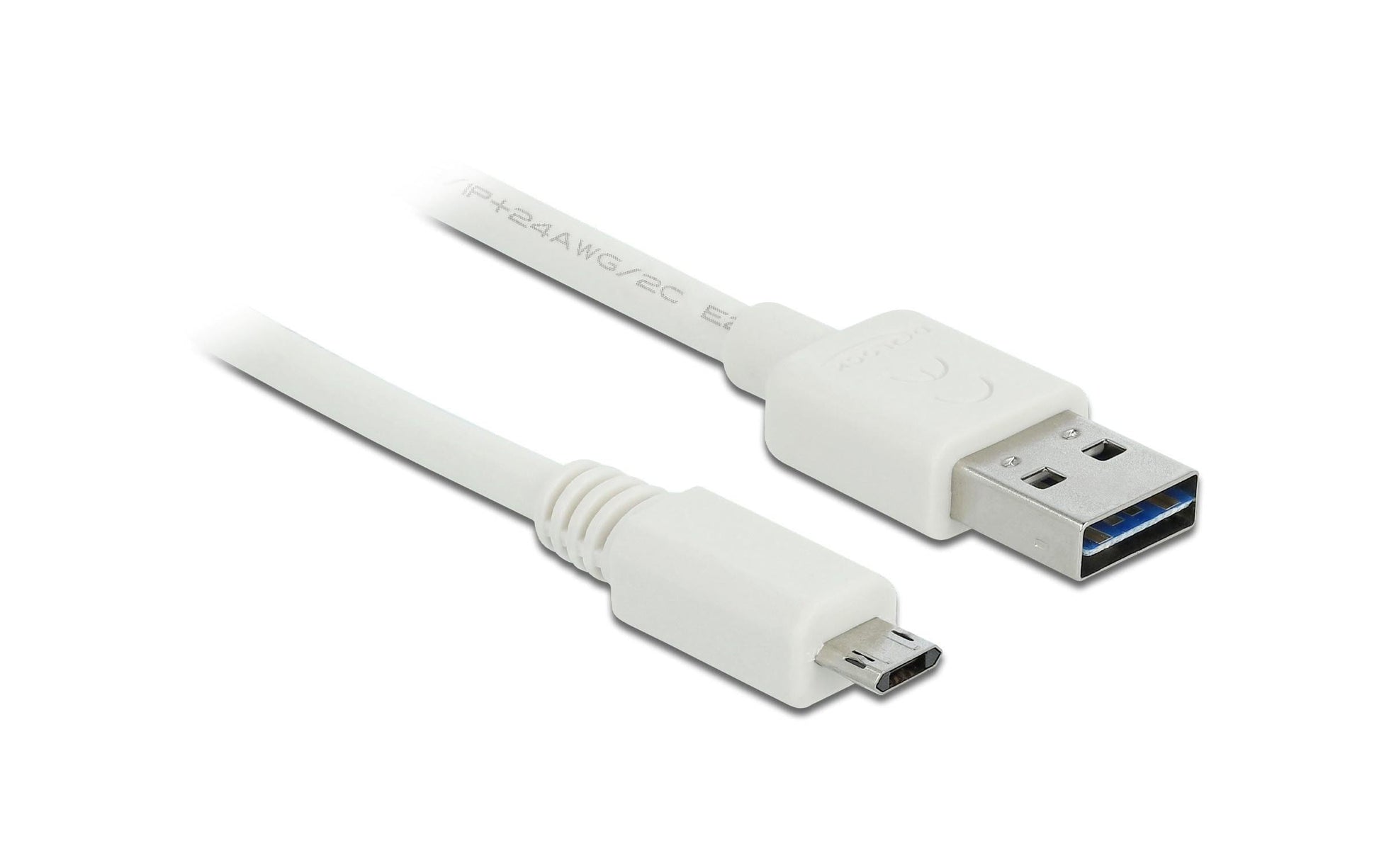 DeLOCK USB-Kabel – USB-A auf Micro-USB-B – USB 2.0 (480 Mbit/s) – 0,2 m – Goldstecker – Weiss
