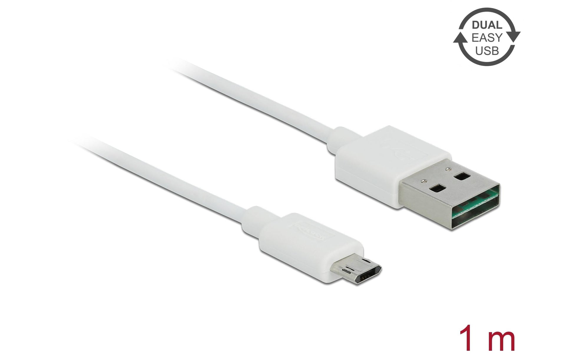 DeLOCK USB-Kabel – USB-A auf Micro-USB-B – USB 2.0 (480 Mbit/s) – 1 m – Weiss