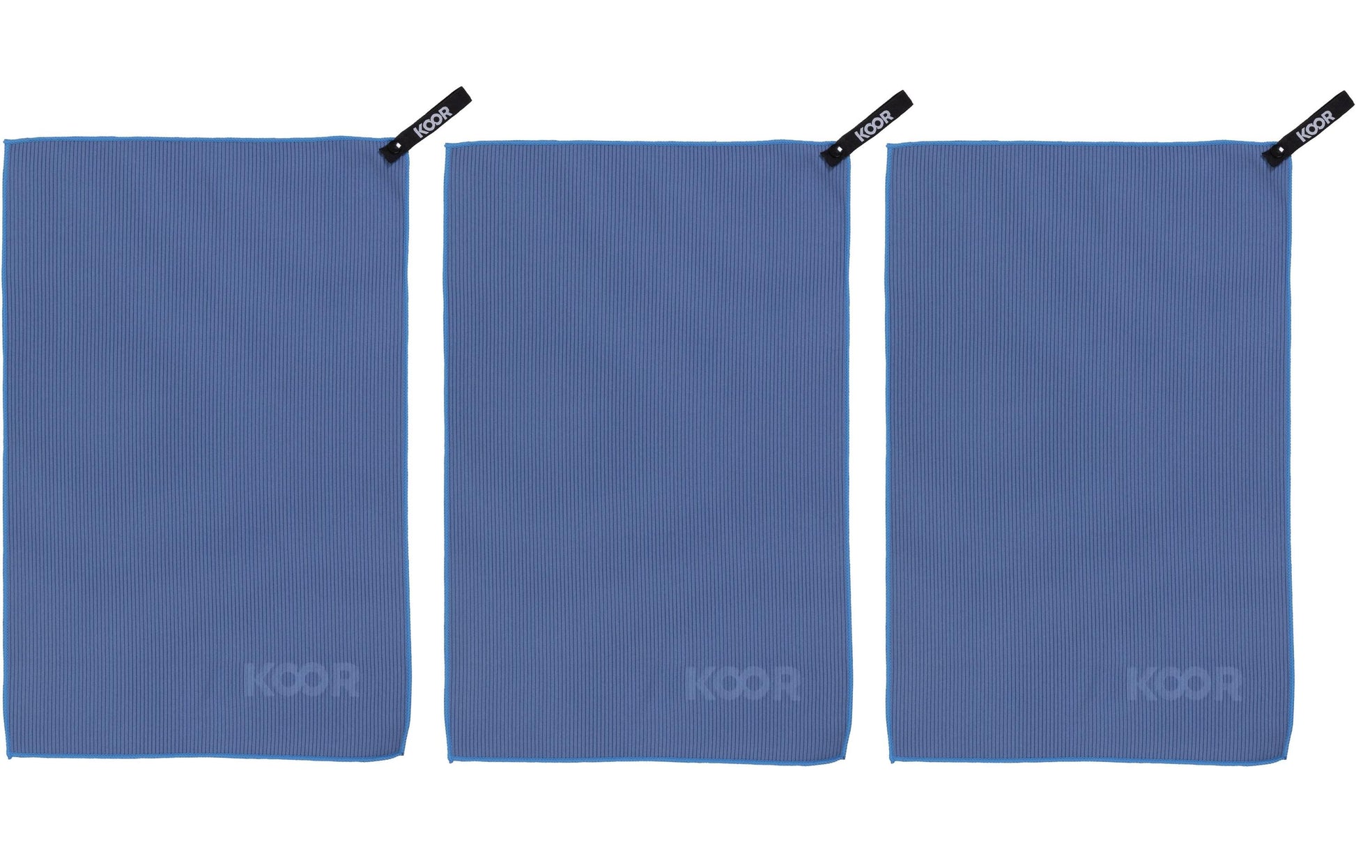 KOOR Handtuch-Set – 3-teilig (3× 35 × 55 cm), Blau, Polyamid/Polyester