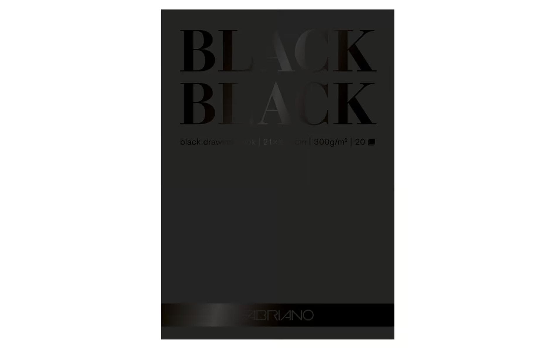 Fabriano Black Black Zeichenblock – A4, 300 g/m², schwarz, 20 Blatt