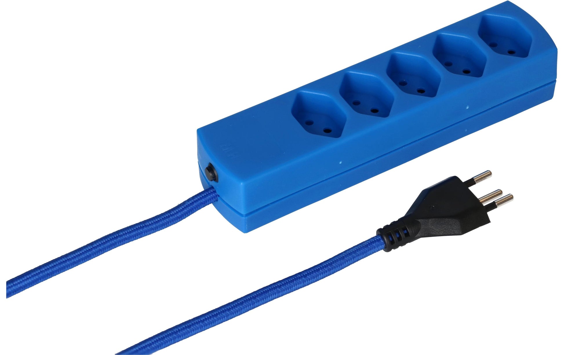 MaxTex Steckdosenleiste – 5× T13, 2 m, ohne Schalter, IP20, blau