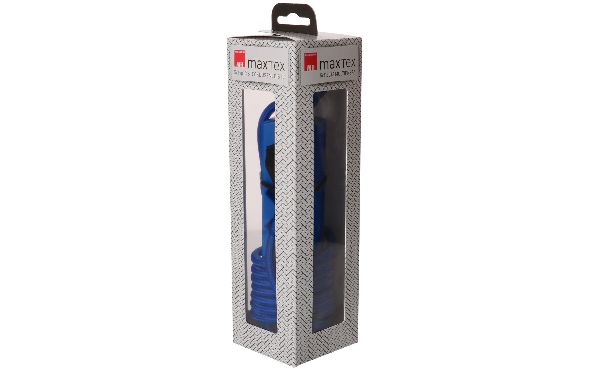 MaxTex Steckdosenleiste – 5× T13, 2 m, ohne Schalter, IP20, blau