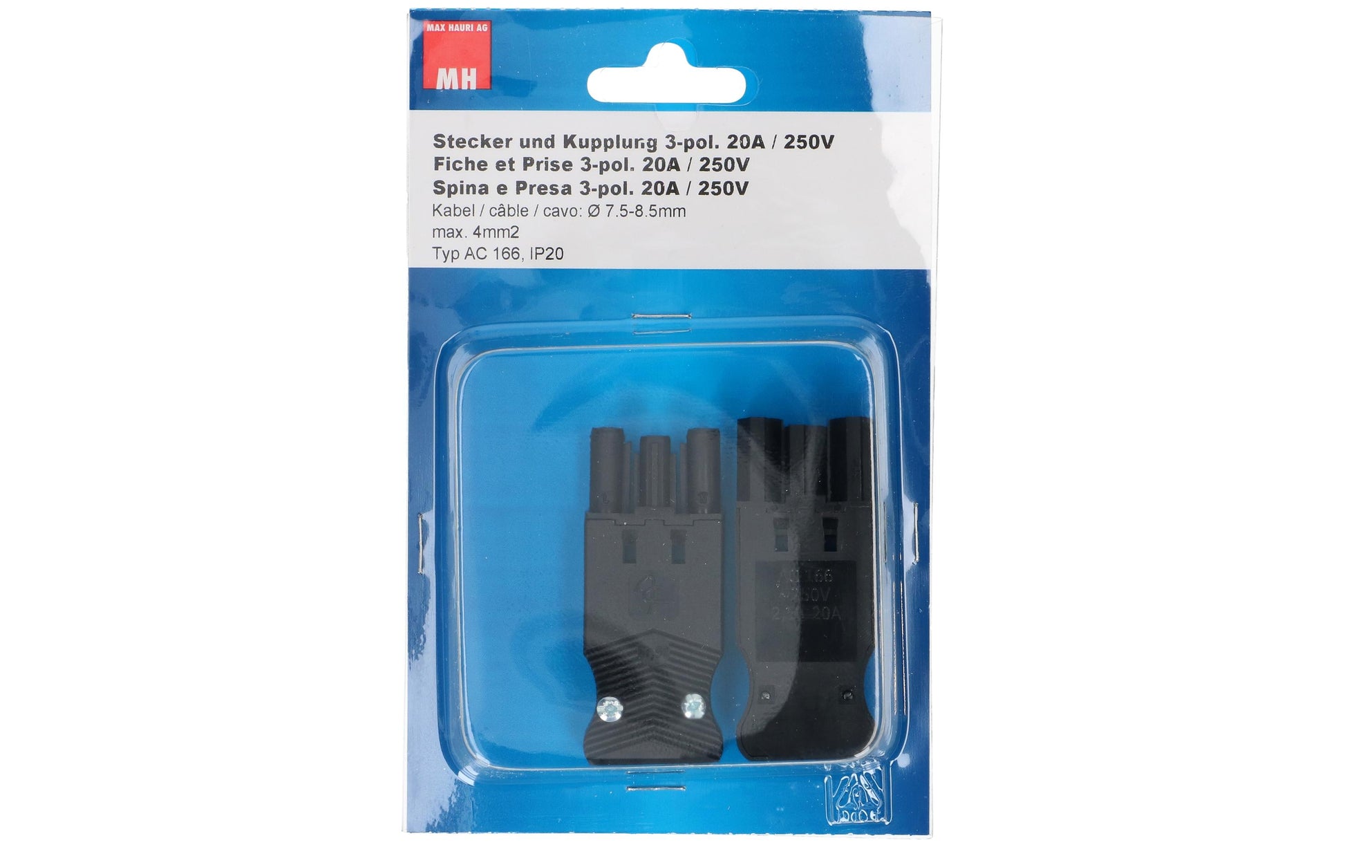 Max Hauri AG Max Hauri Adapterkabel, 3-polig AC 166 zu Schraubklemme, IP20 – schwarz