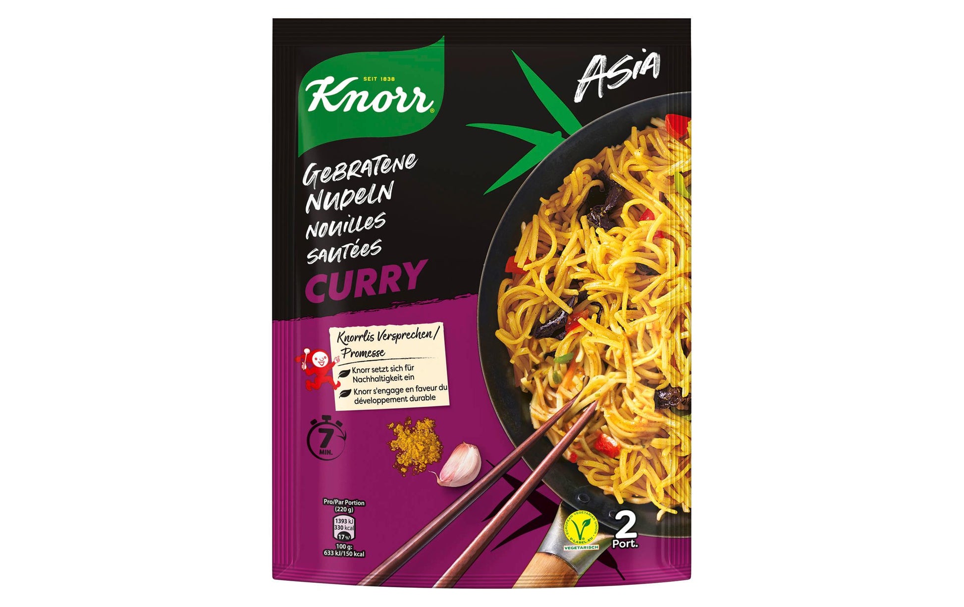 Knorr Instantnudeln Curry, vegetarisch – 150 g