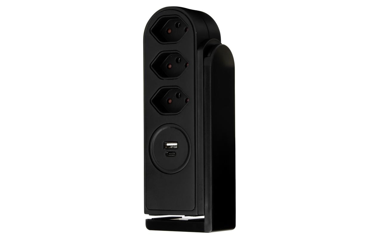 Steffen Tischsteckdosenleiste 50 00092 SW – 1,50 m, Kunststoff, Schwarz, mit USB-C, 1er-Pack, für Typ J