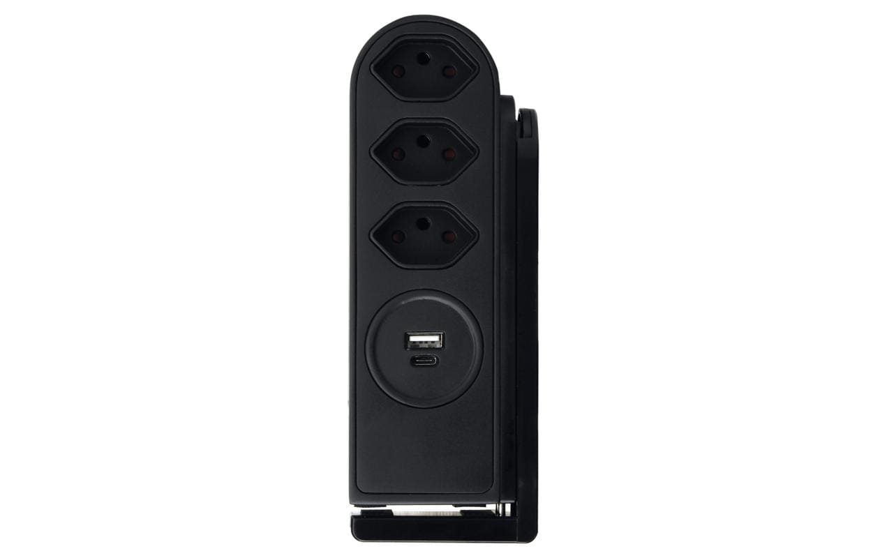 Steffen Tischsteckdosenleiste 50 00092 SW – 1,50 m, Kunststoff, Schwarz, mit USB-C, 1er-Pack, für Typ J