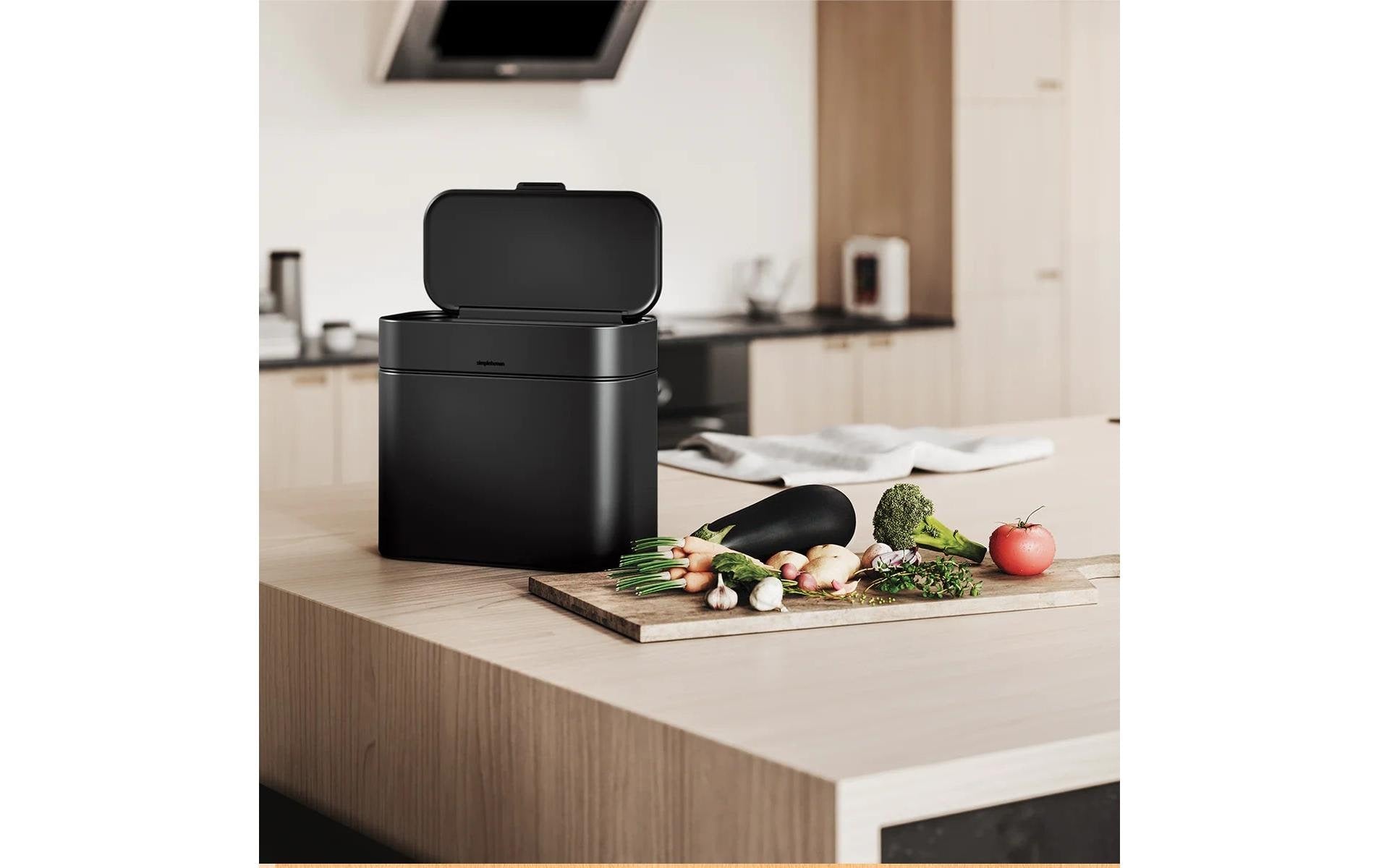 simplehuman Komposteimer CW1647 – 4 l – Edelstahl, rechteckig – schwarz matt