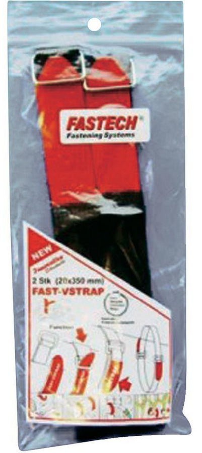 Fastech – Schlaufenband 350 × 20 mm, mit Schnalle, Schwarz, 2 Stk.