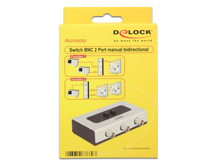 DeLOCK 87669 BNC Switchbox – 2 Eingänge zu 1 Ausgang, manuell, Schwarz/Grau