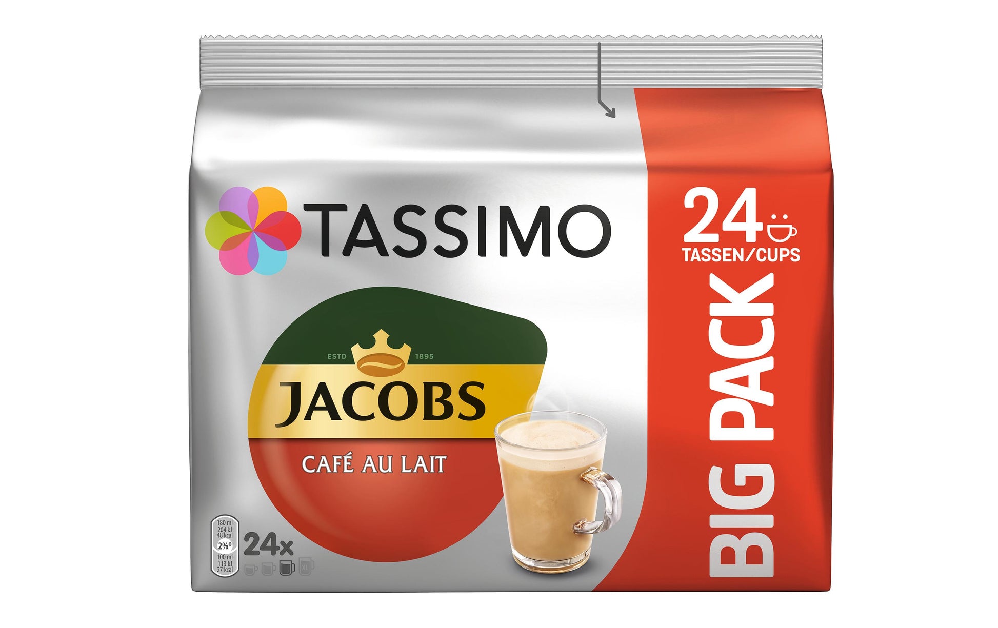 Tassimo Jacobs Café au Lait – Kapseln für TASSIMO T DISC – 24 Getränke