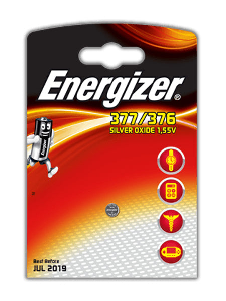 Energizer Knopfzelle 377/376, Silberoxid, 1,55 V – 1 Stk.