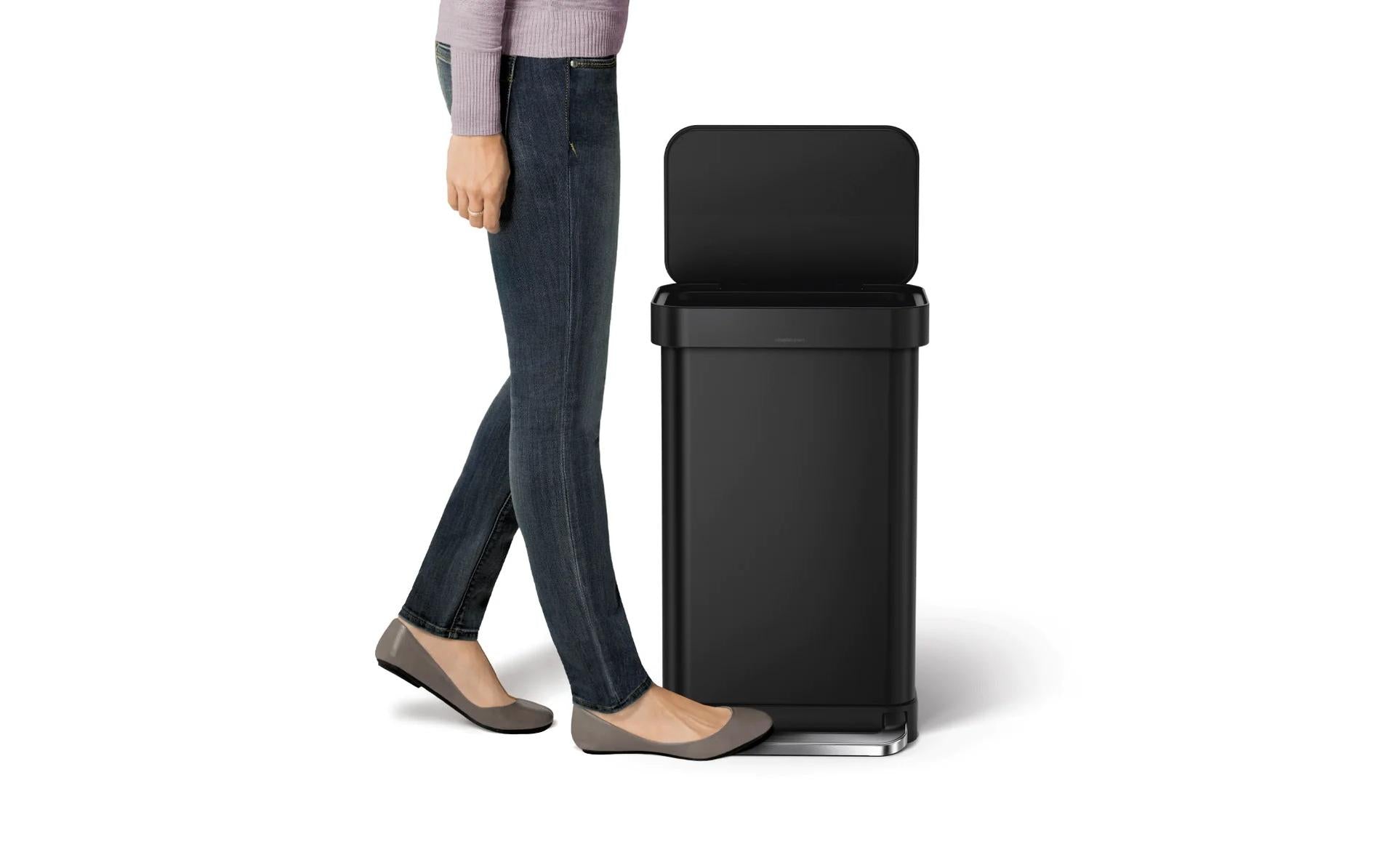 simplehuman Abfallcontainer – 45 l – Edelstahl – B × H × T 405 × 655 × 338 mm