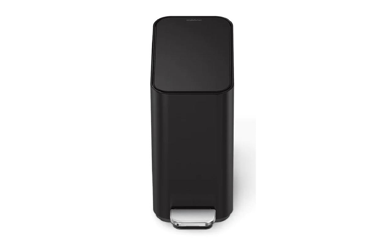 simplehuman Papierkorb – 5 l, mit Deckel, Edelstahl, schwarz matt – B × H × T 157 × 310 × 320 mm