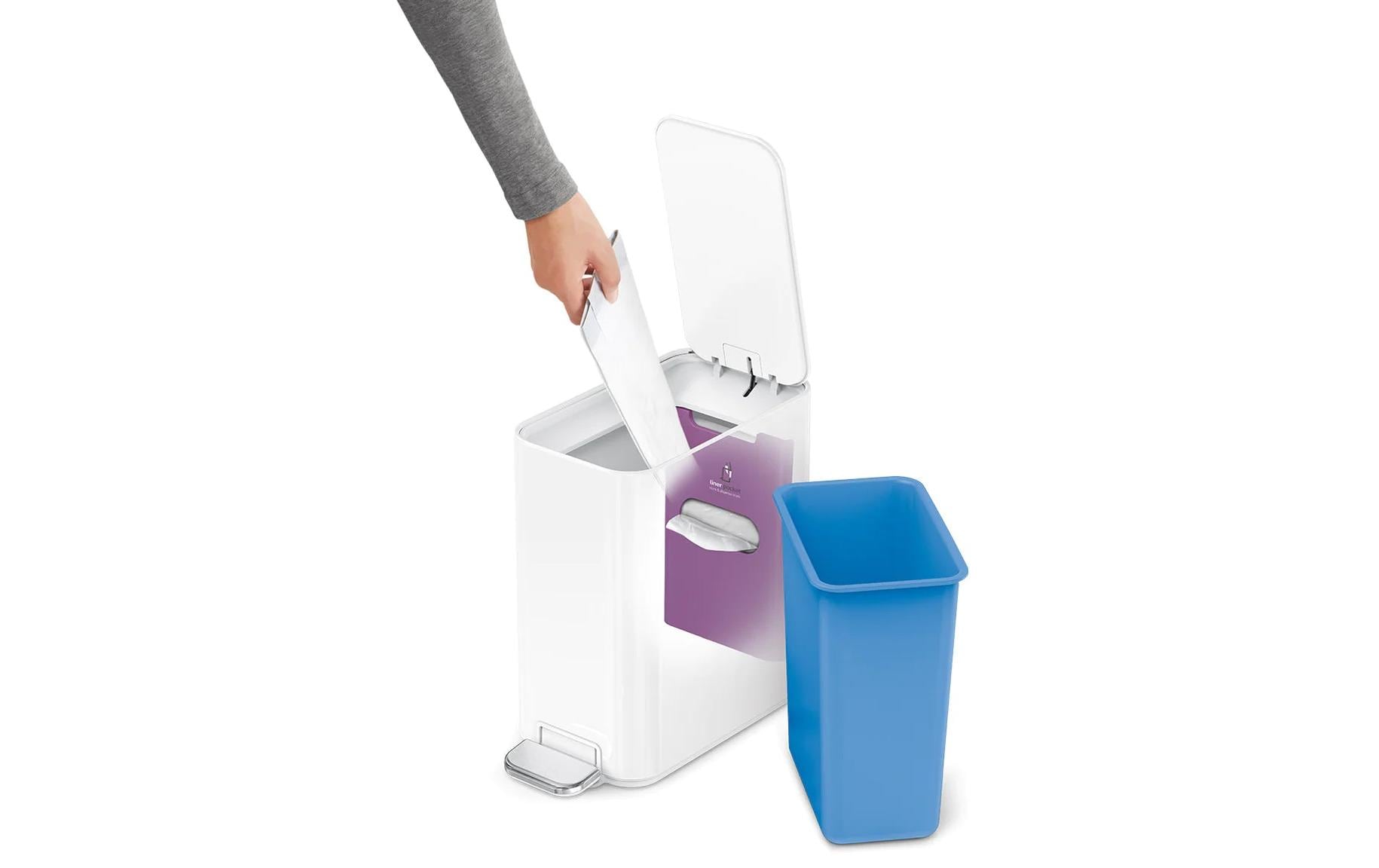 simplehuman Papierkorb – 5 l – Edelstahl – B × H × T 157 × 310 × 320 mm