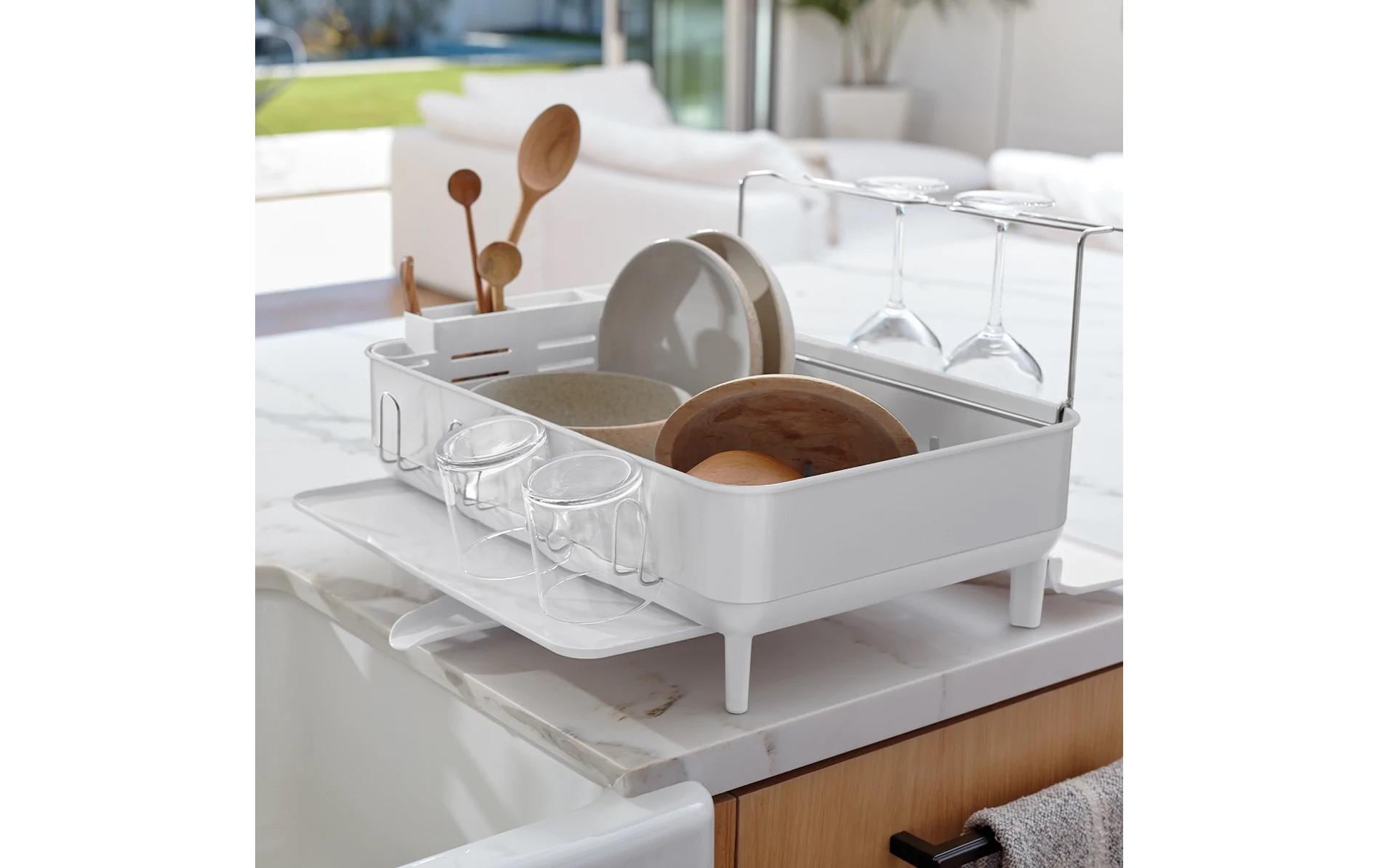 Simplehuman – Abtropfgestell 56,6 × 51,4 × 29,2 cm, Edelstahl/Kunststoff, Weiss