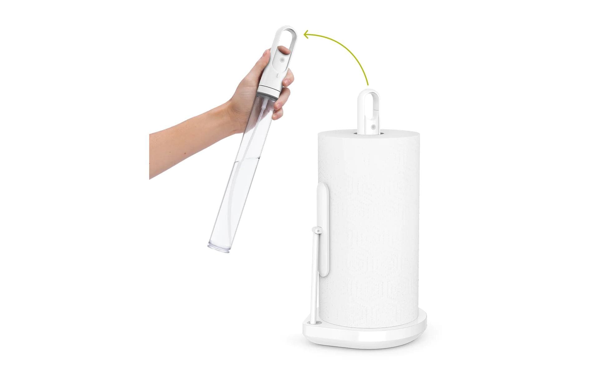 Simplehuman – Küchenrollenhalter Edelstahl, 20,6 × 18 × 38,1 cm, Weiss, für Rollen bis Ø 18 cm