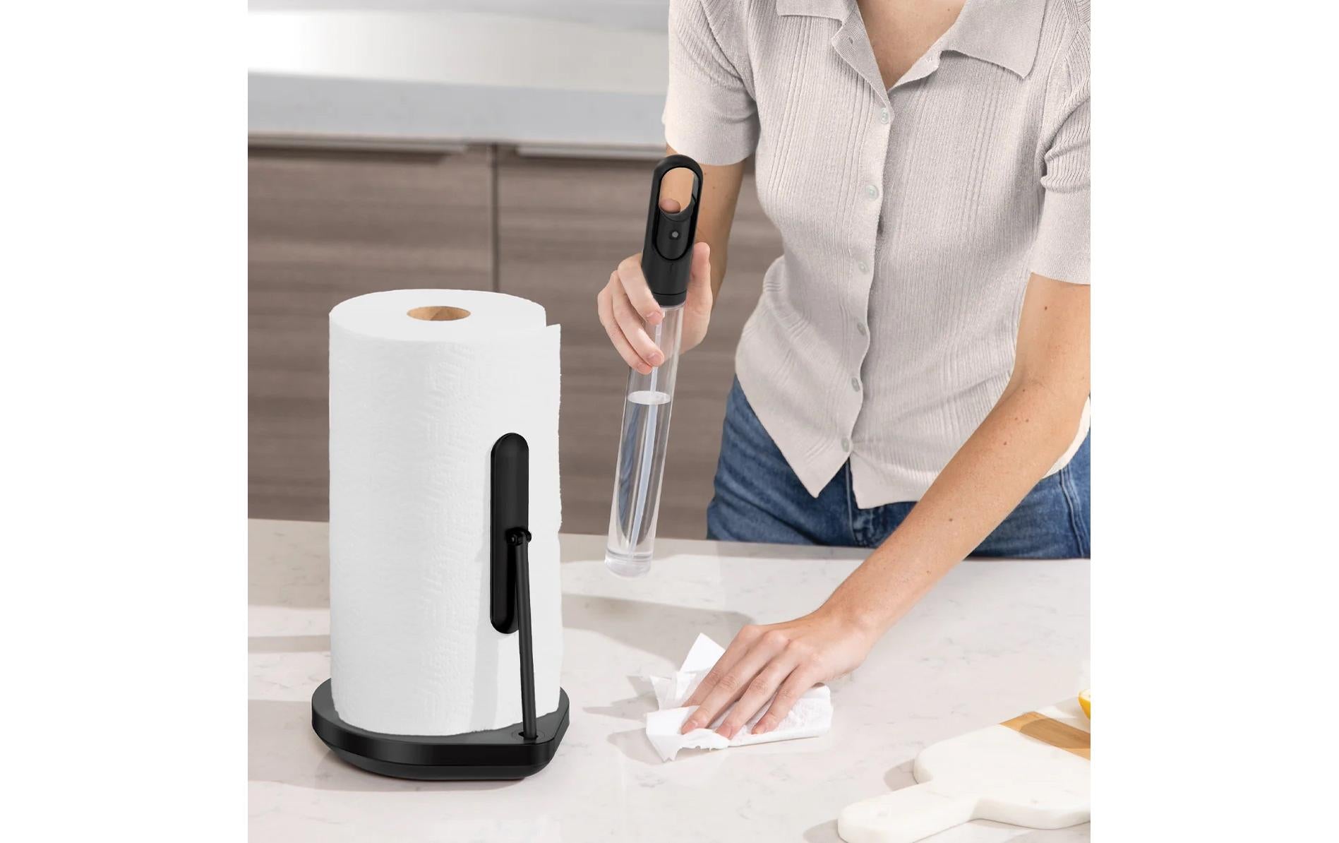 simplehuman Küchenrollenhalter Edelstahl, 20,6 × 18 × 38,1 cm, Schwarz