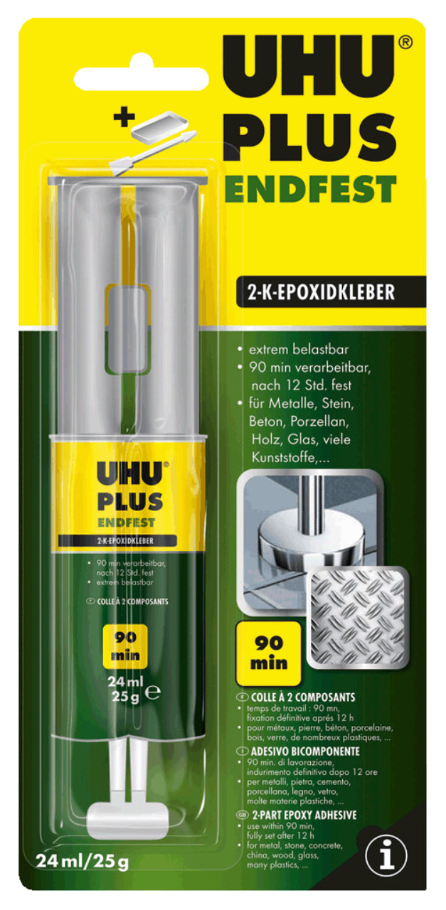 UHU PLUS ENDFEST 2K-Klebstoff Stark – 24 ml, für Keramik