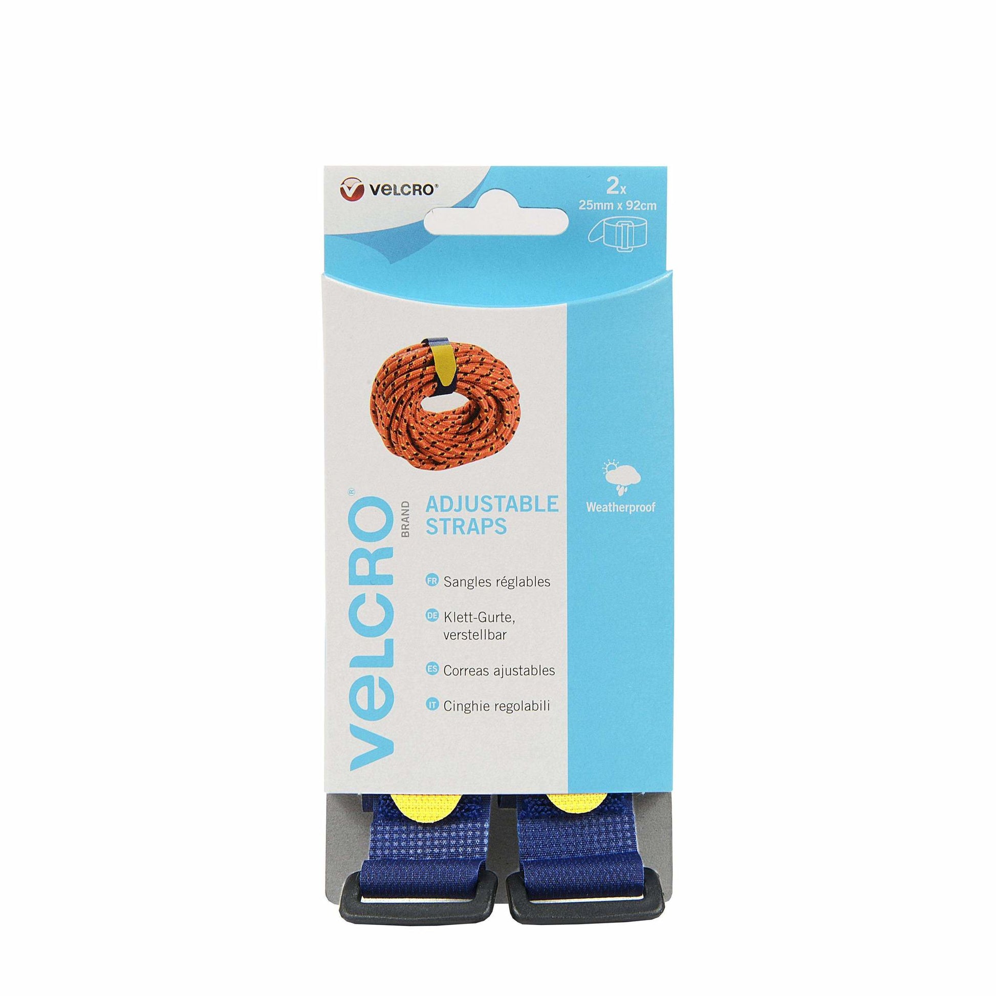 Velcro Verstellbarer Tragegurt, wiederverwendbar – 25 mm × 92 cm – Blau – 2 Stk.