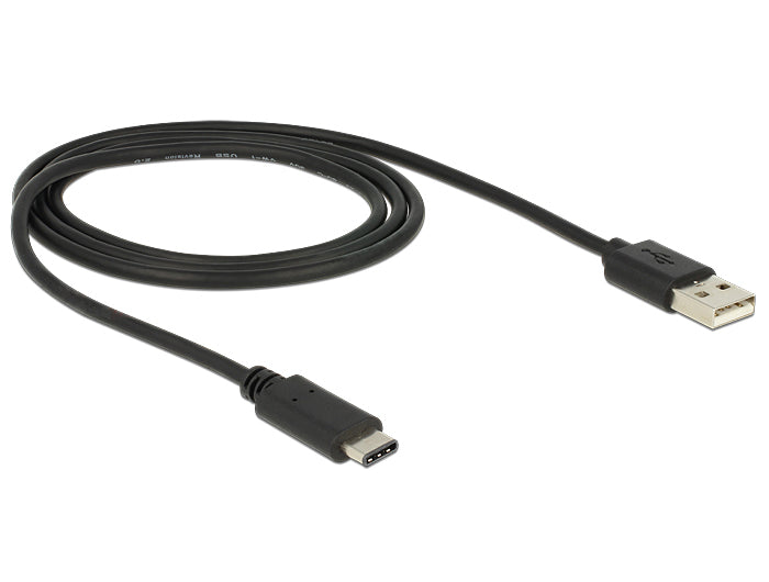 DeLOCK USB-A auf USB-C Kabel – USB 2.0 (480 Mbit/s) – 1 m – Schwarz