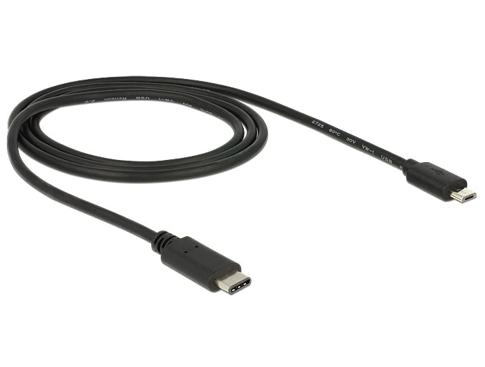DeLOCK USB-C auf Micro-USB B Kabel – USB 2.0 (480 Mbit/s) – 1 m – Schwarz