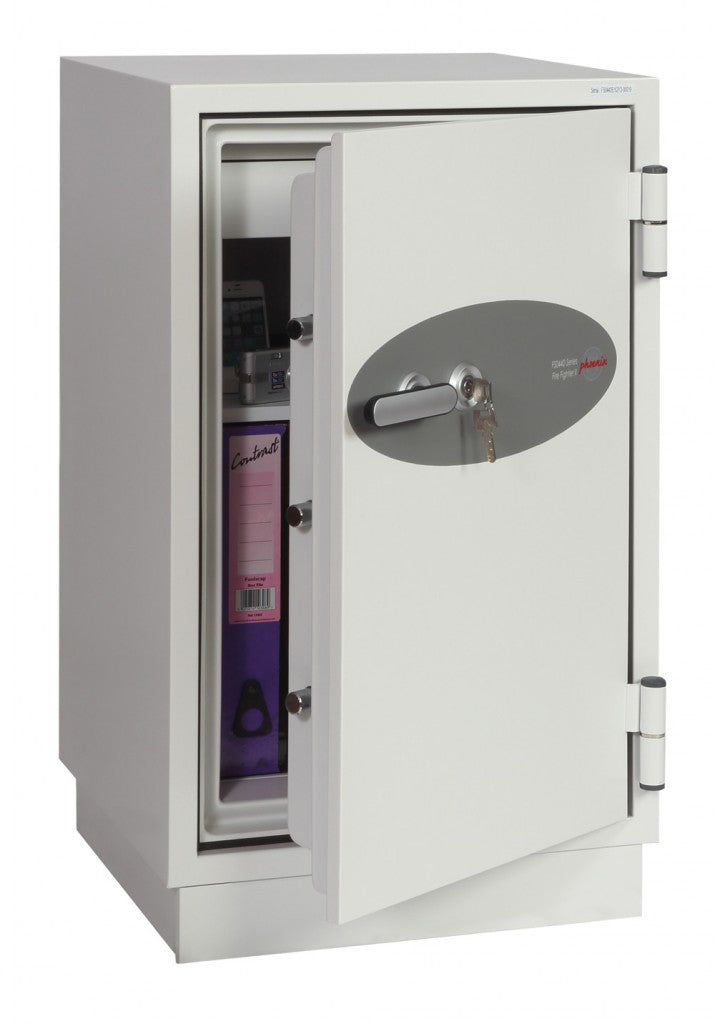 Phoenix Safe Co. Phoenix Feuerschutztresor FS0442K – Schlüsselschloss – 84 l – Feuerschutz 90 min – Bodenmontage – Weiss