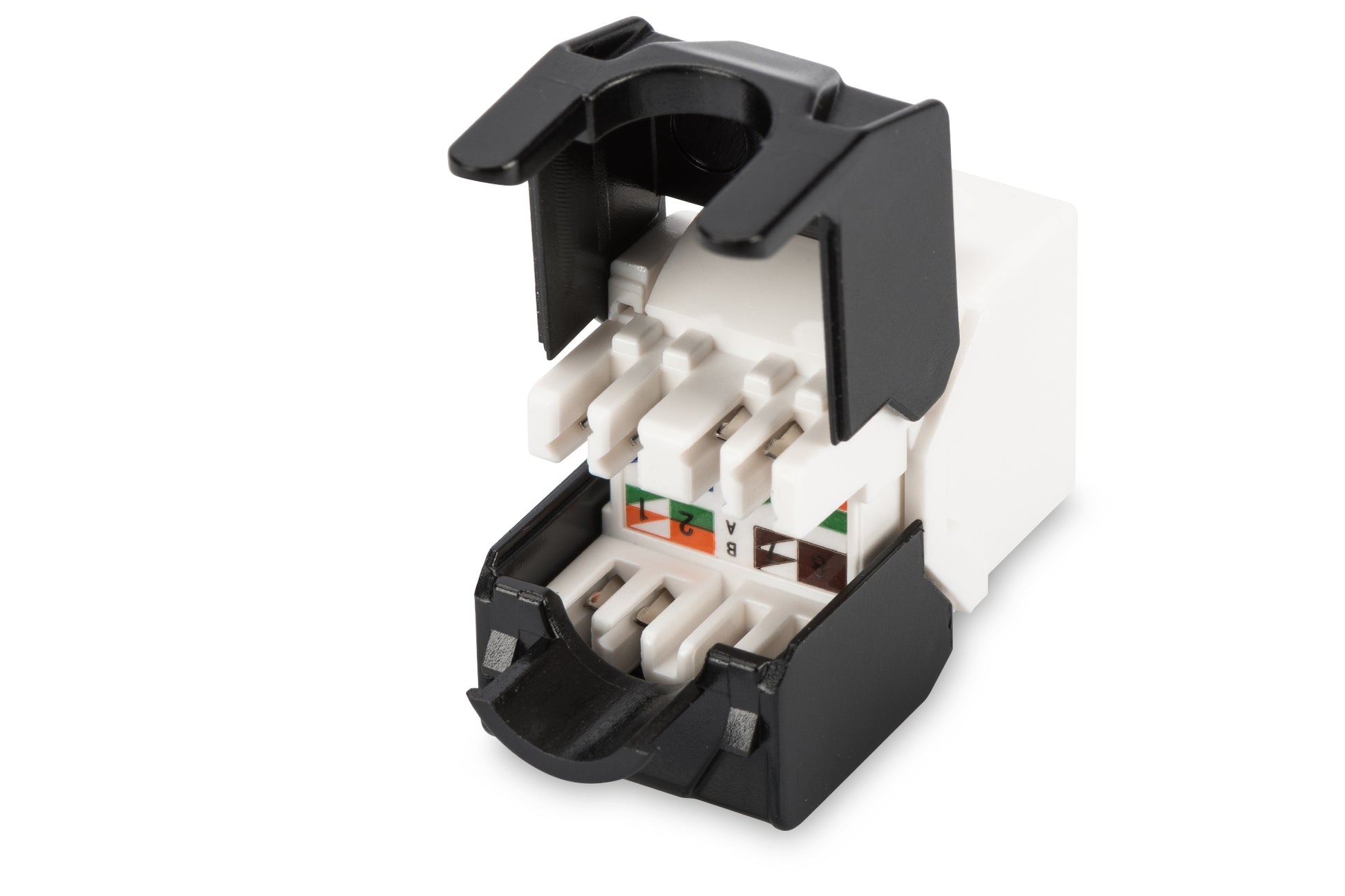 Digitus CAT 6A Keystone-Modul – ungeschirmt, Schwarz/Weiss, 35×25×17 mm