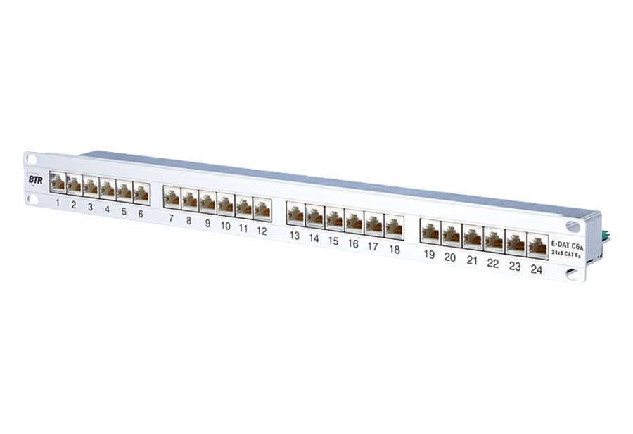 METZ CONNECT E-DAT C6A Patchfeld – Cat.6A Klasse EA, 24× RJ-45, 19", 1U, geschirmt, für 10 Gbit Ethernet