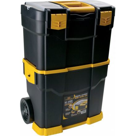 Art Plast 6700R Werkzeugbox – leer, mit 3 Deckel-Organisern, schwarz/gelb, B 460 × H 665 × T 280 mm