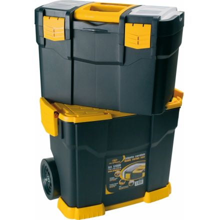 Art Plast 6700R Werkzeugbox – leer, mit 3 Deckel-Organisern, schwarz/gelb, B 460 × H 665 × T 280 mm