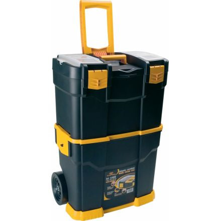 Art Plast 6700R Werkzeugbox – leer, mit 3 Deckel-Organisern, schwarz/gelb, B 460 × H 665 × T 280 mm